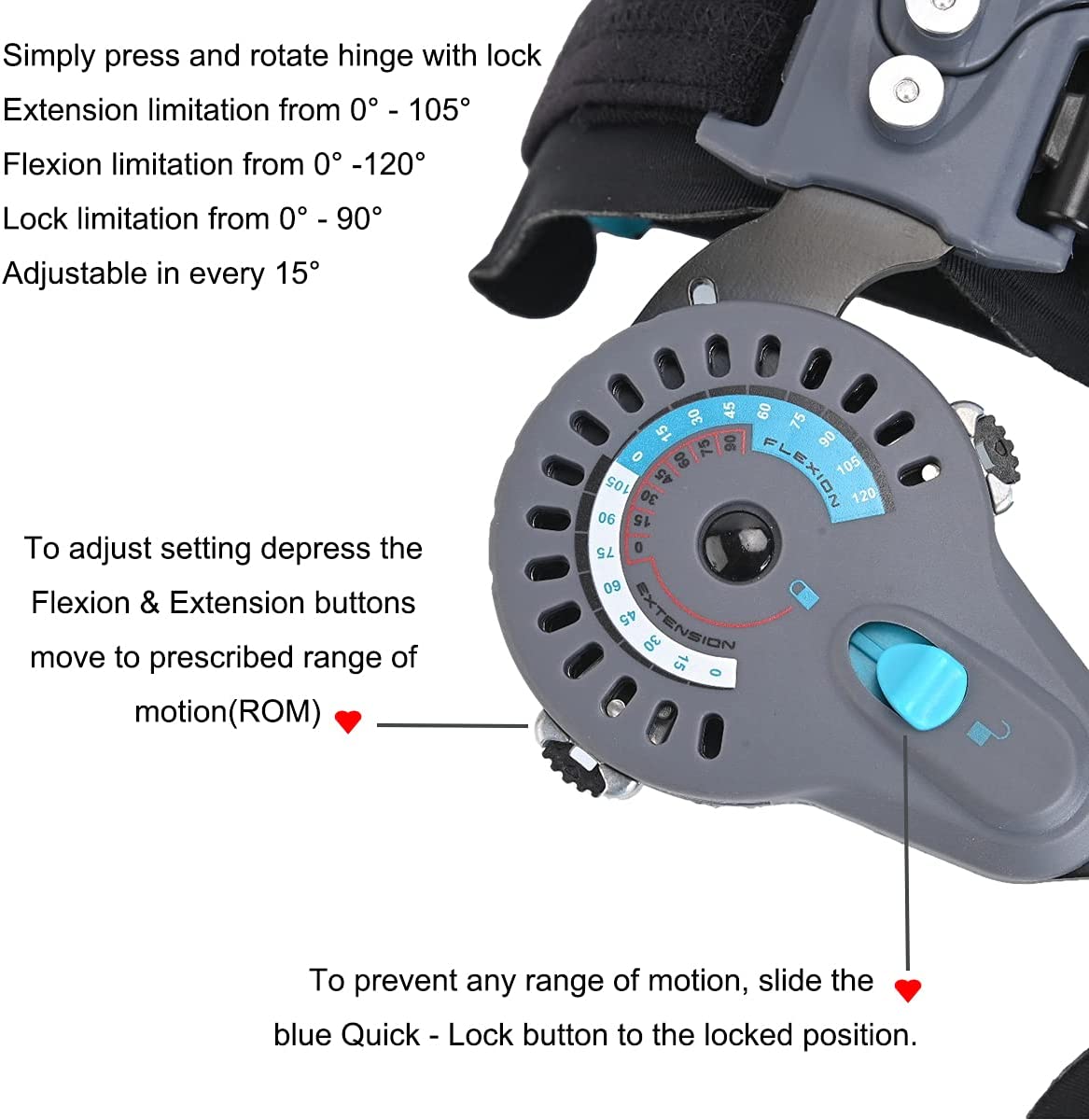 Elbow ROM Hinged Brace Extension Post-Op Range of Motion w/ Hand Grip and Sling | eLife - OrthoTape.com