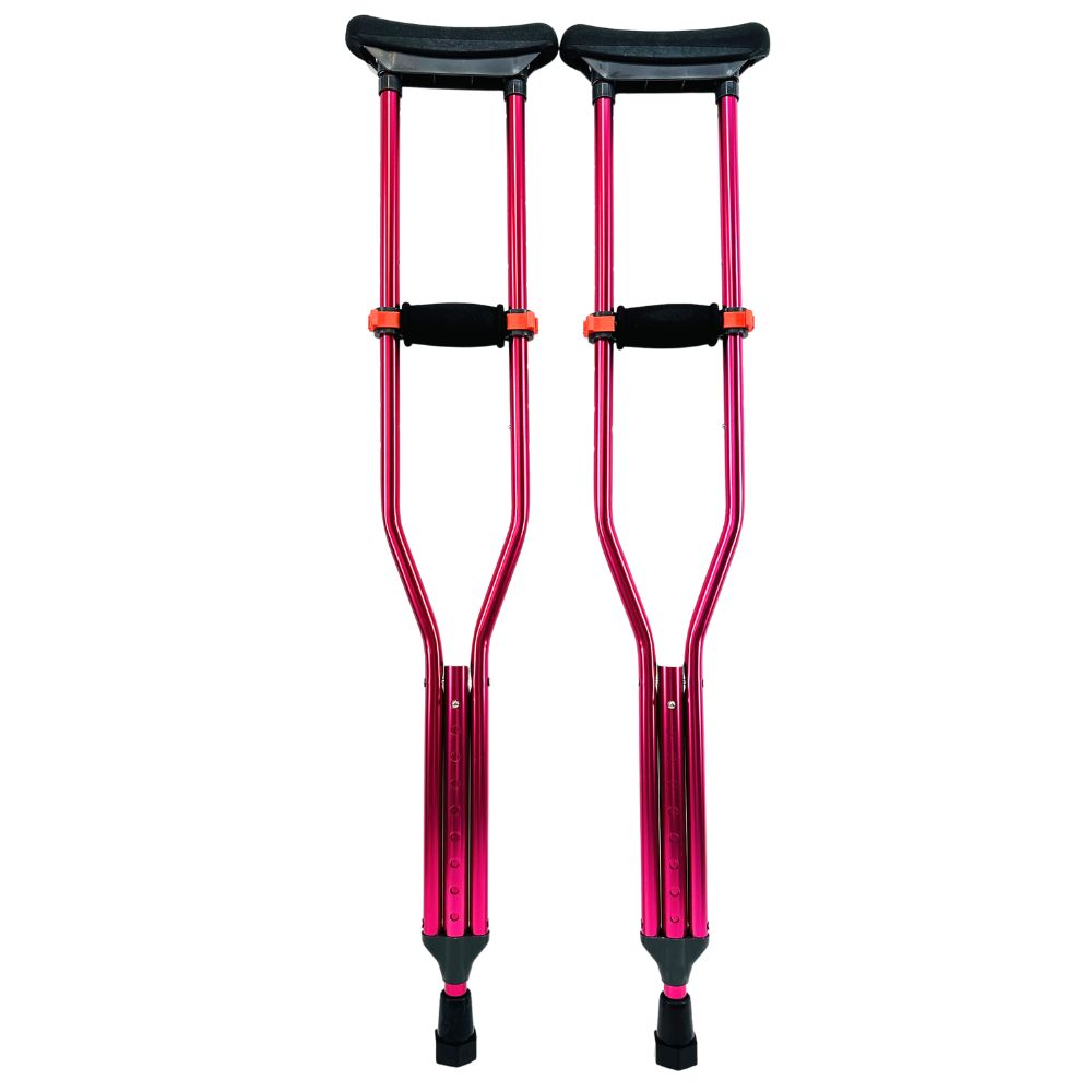 Hot Pink Crutches for Adults and Kids Underarm Aluminum Crutch - 1 PAIR - OrthoStix - OrthoTape.com