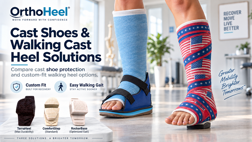 short leg walking cast heels and shoes alternative to BSN Adult Cusiontread and pedistal cast heels.