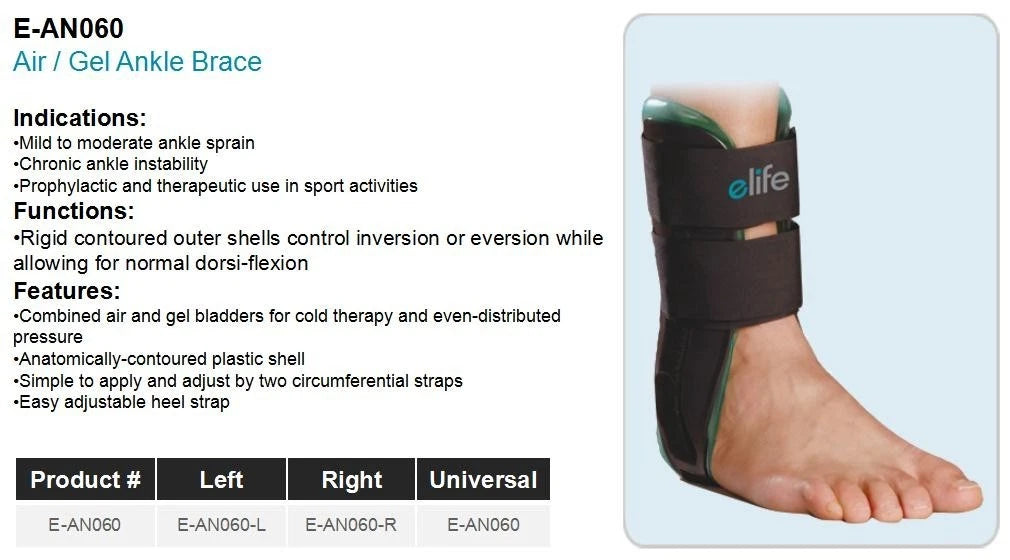 eLife Aircast Stirrup Ankle Brace – Air Gel Ankle Support