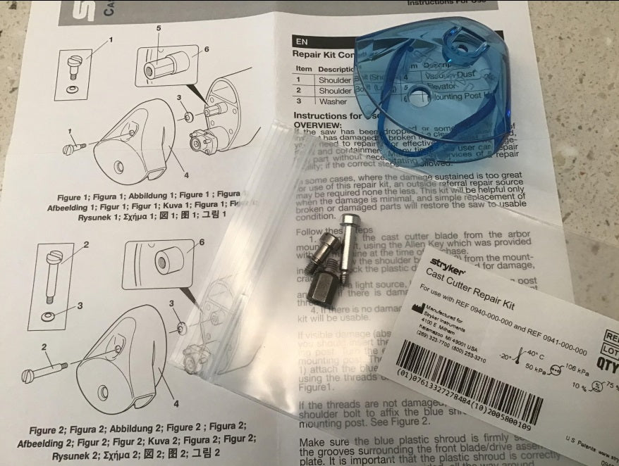 Stryker 940 / 986  Cast Dust Collection Shroud REPAIR Kit