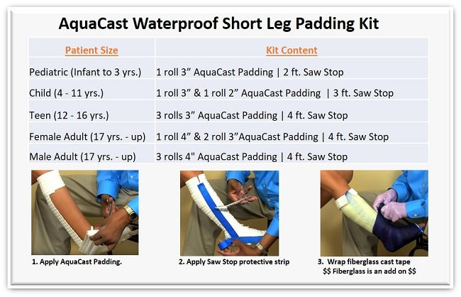 AQUACAST Waterproof Short Leg Cast Cast Kit