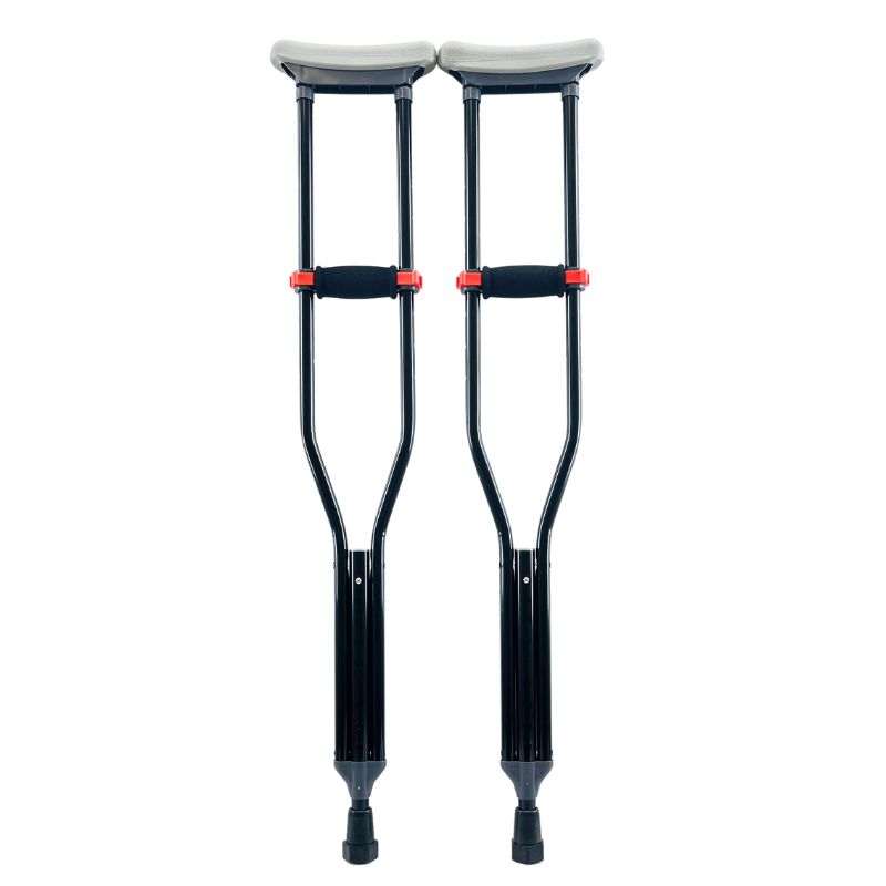 OrthoStix Underarm Aluminum Crutches for Adults and Kids |BLACK - 1 PAIR|