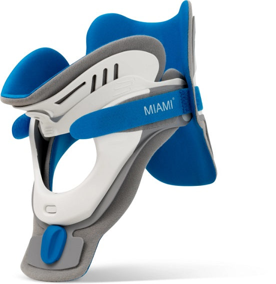 Complete Ossur Miami J Select universal cervical collar with front and back components