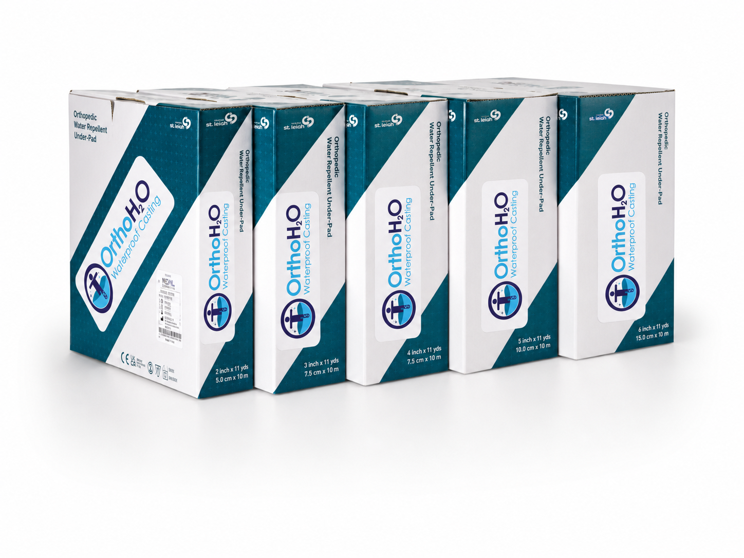 OrthoH2O Waterproof Cast Stockinette Full Roll — All Sizes 2 inch to 6 inch Product Boxes