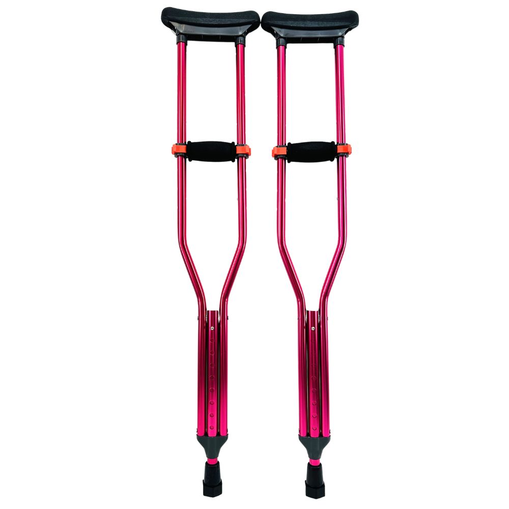 OrthoStix Underarm Aluminum Crutches for Adults and Kids |HOT PINK - 1 PAIR|